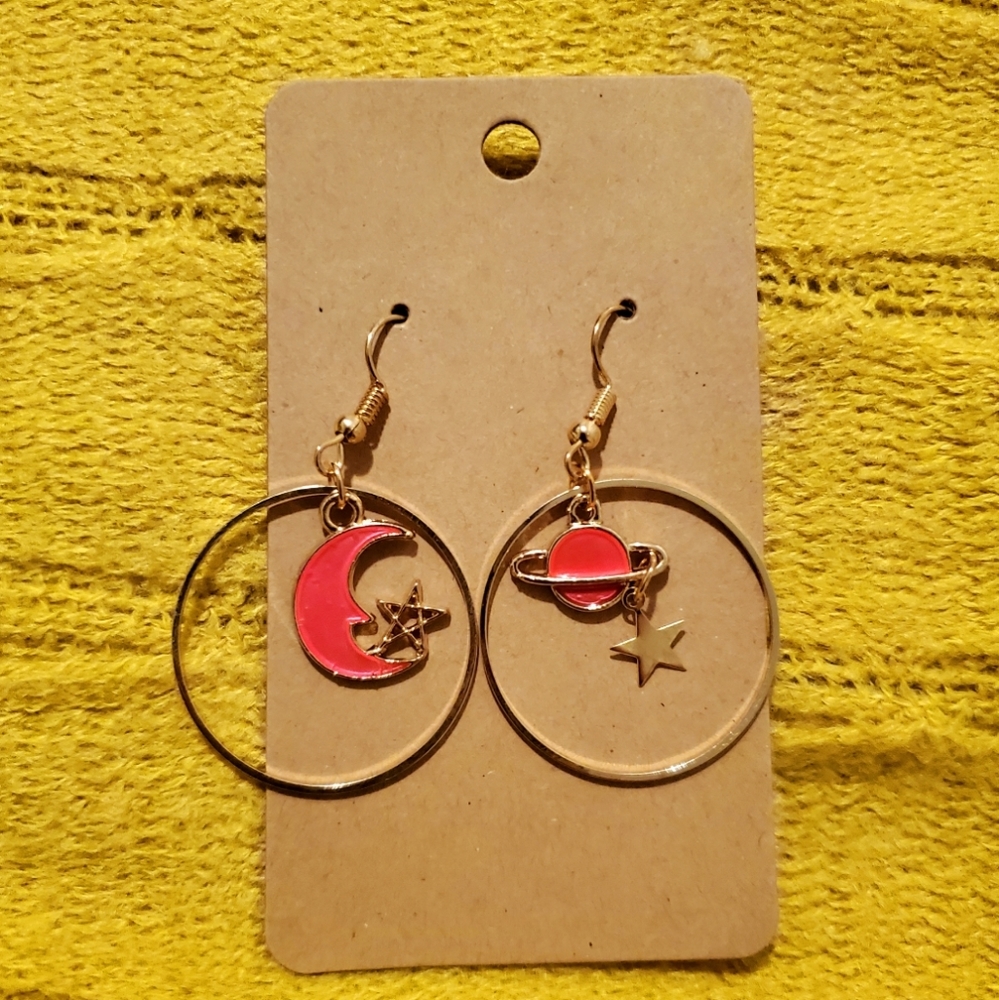 Adorable Star & Moon Hoop Earrings